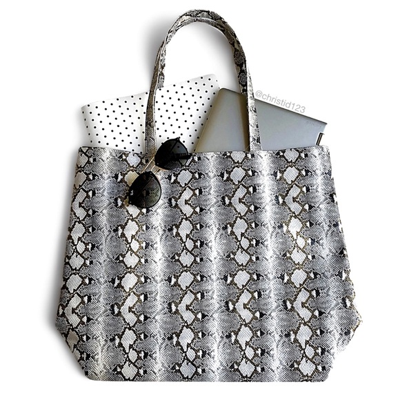 snake print tote bag